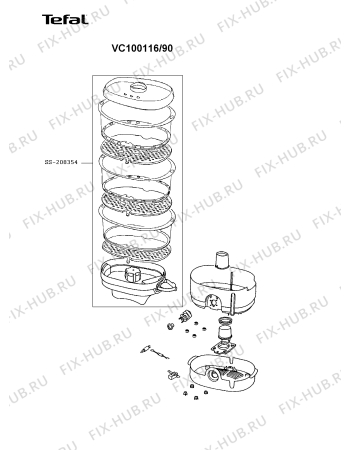 Взрыв-схема мультиварки (пароварки) Tefal VC100116/90 - Схема узла LP001564.5P2