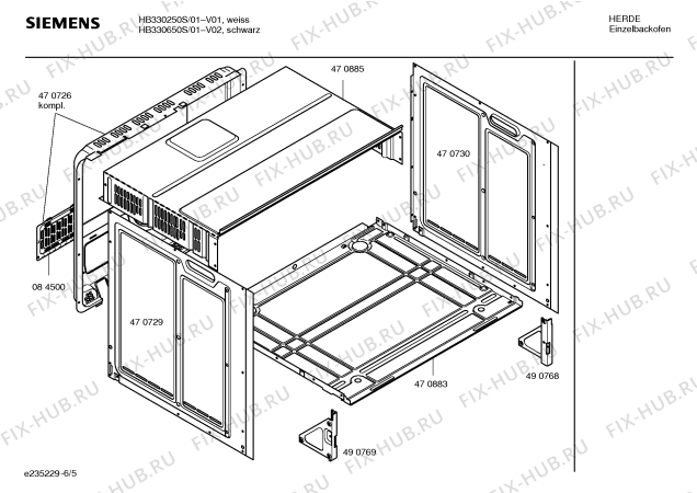 Взрыв-схема плиты (духовки) Siemens HB330650S - Схема узла 05