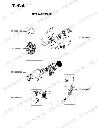 Схема №1 HV5433K0/1Z0 с изображением Корпусная деталь для электрофена Tefal CS-00147624