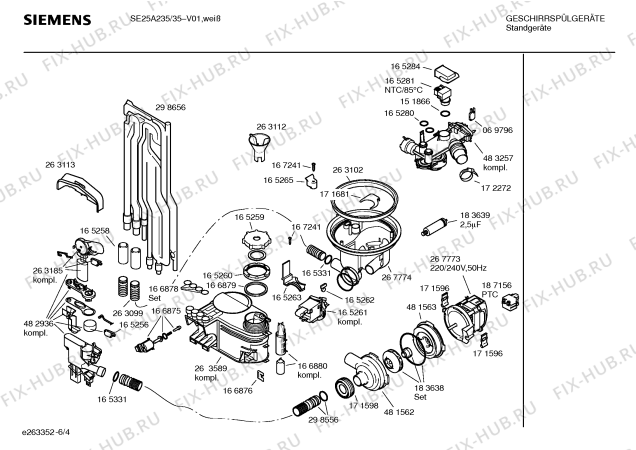 Взрыв-схема посудомоечной машины Siemens SE25A235 - Схема узла 04