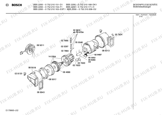 Схема №1 0752210171 BBS2200 с изображением Верхняя часть корпуса для электропылесоса Bosch 00116357