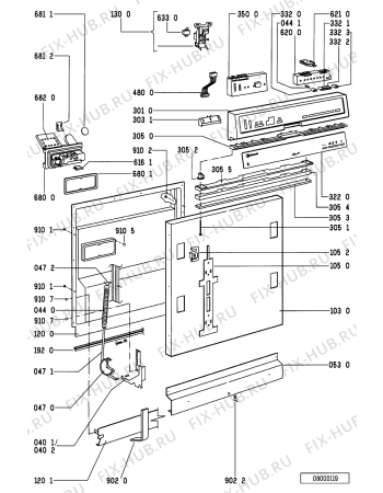 Схема №1 GSI 4633 K-BR с изображением Обшивка для посудомоечной машины Whirlpool 481245379637