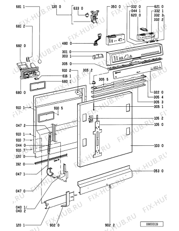 Схема №1 GSI 4633 SW с изображением Панель для посудомойки Whirlpool 481245379518