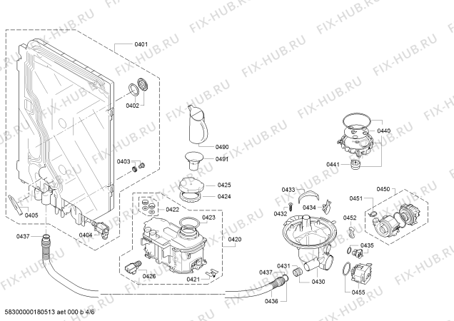 Взрыв-схема посудомоечной машины Siemens SN66N152EU - Схема узла 04