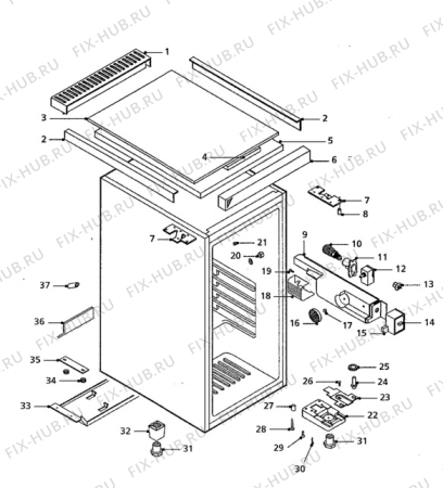 Взрыв-схема холодильника Quelle QL4ES - Схема узла Cabinet + armatures