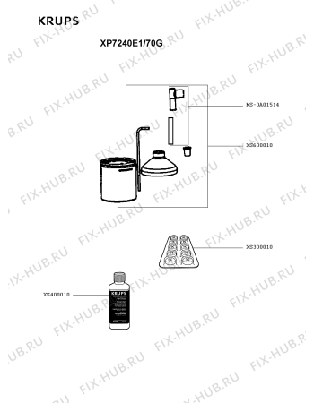 Взрыв-схема кофеварки (кофемашины) Krups XP7240E1/70G - Схема узла PP003408.1P4