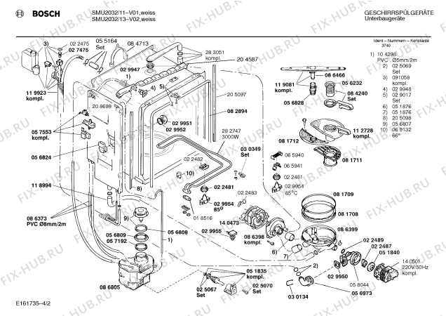 Взрыв-схема посудомоечной машины Bosch SMU2032 - Схема узла 02