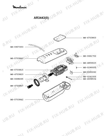 Взрыв-схема блендера (миксера) Moulinex AR3443(0) - Схема узла 3P000929.1P2