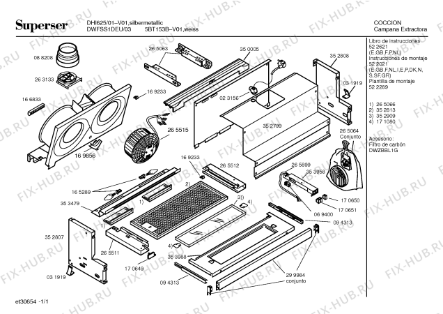 Схема №1 DWFLX1DEE 4BT633B с изображением Панель управления для вытяжки Bosch 00353958