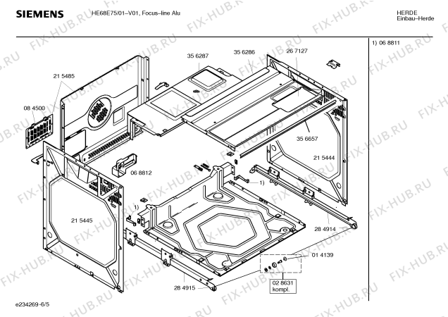 Схема №1 HE68E75CC с изображением Панель управления для плиты (духовки) Siemens 00369507