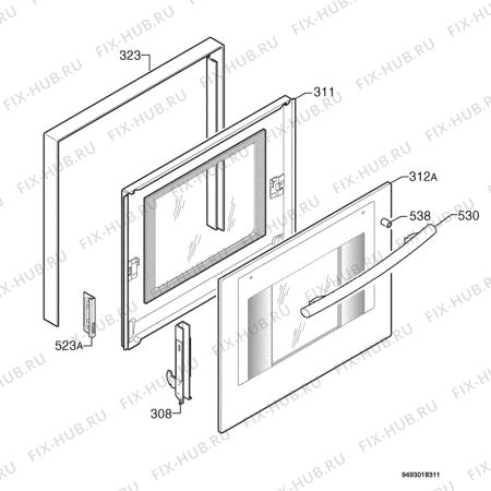 Взрыв-схема плиты (духовки) Electrolux EON3700K - Схема узла Door 003