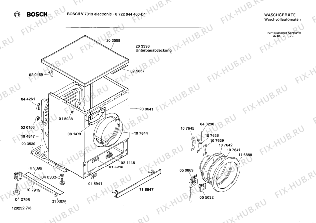 Схема №1 0722044460 V7313 с изображением Крышка кнопки для стиральной машины Bosch 00028872