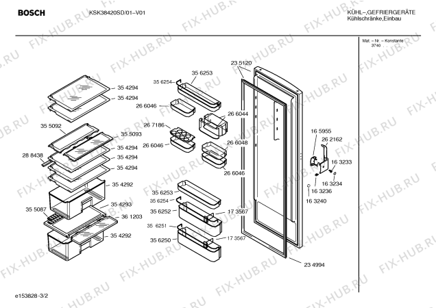 Взрыв-схема холодильника Bosch KSK38420 - Схема узла 02