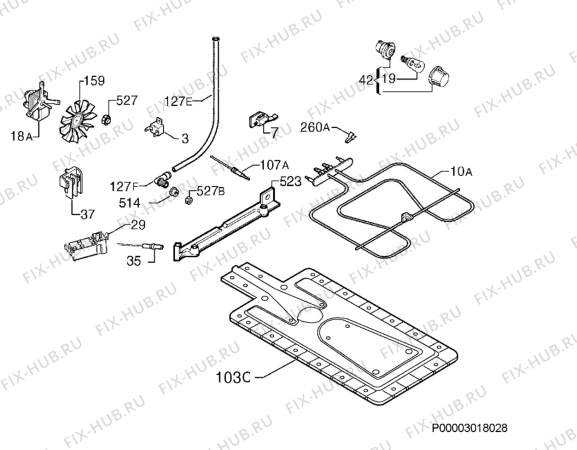 Взрыв-схема плиты (духовки) Electrolux EKG601301W - Схема узла Functional parts