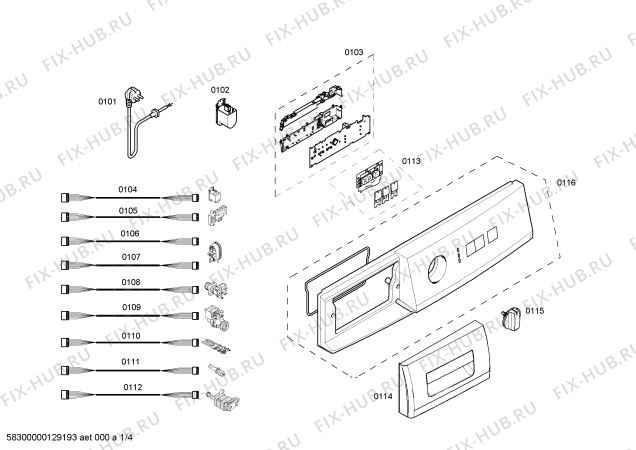 Схема №1 WM12A163 iQ 100 с изображением Панель управления для стиральной машины Siemens 00708021