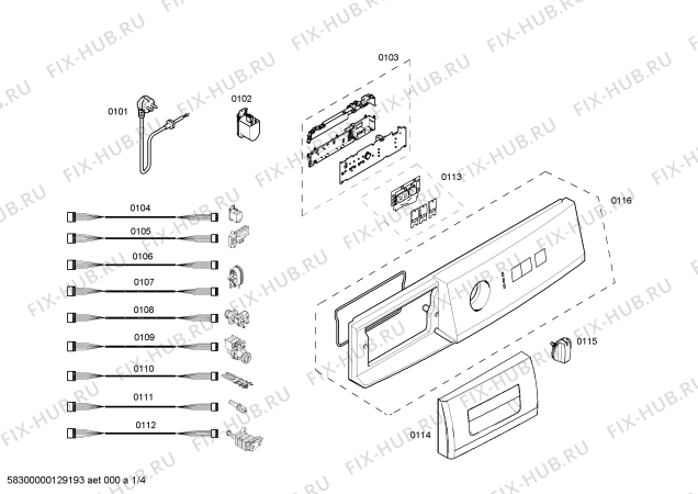 Схема №1 WM08A161II с изображением Панель управления для стиралки Siemens 00669222