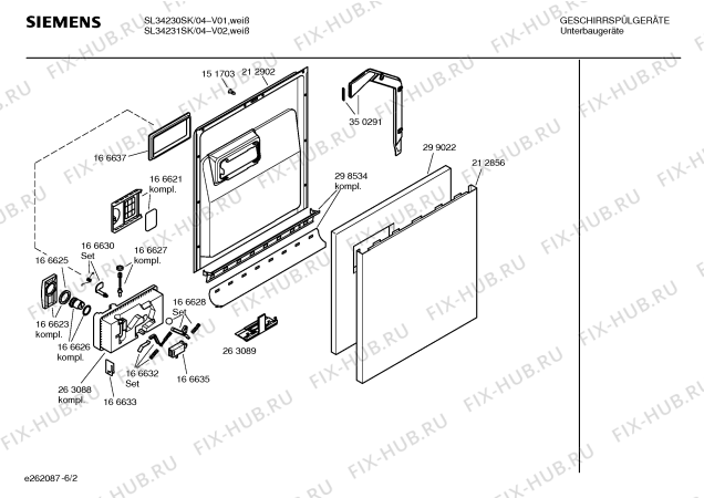 Взрыв-схема посудомоечной машины Siemens SL34231SK - Схема узла 02