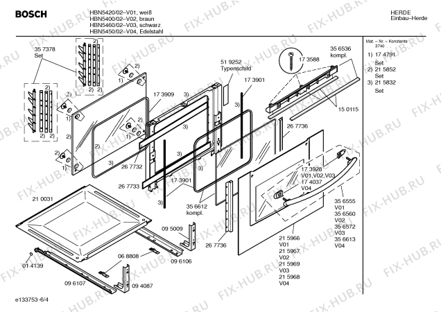Схема №2 HBN5400 с изображением Инструкция по эксплуатации для плиты (духовки) Bosch 00528046