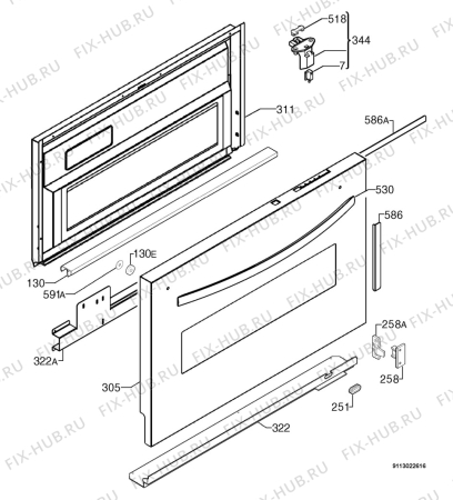 Взрыв-схема посудомоечной машины Electrolux ESI9112X - Схема узла Door 003