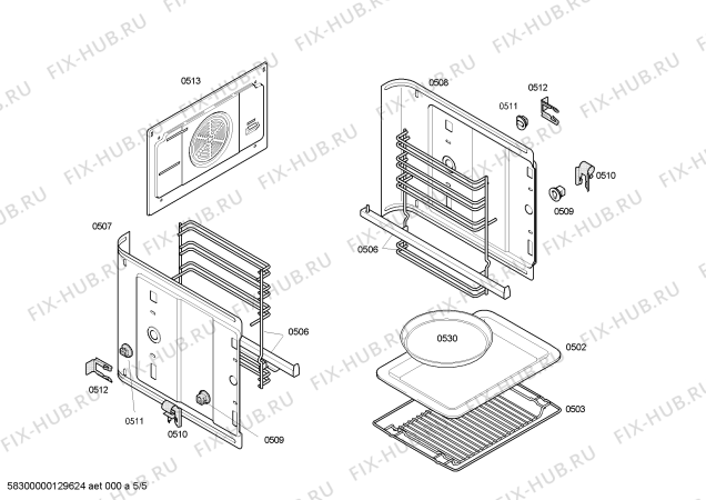 Схема №1 3HF506BP Horno balay poliv.blanco multifuncion с изображением Передняя часть корпуса для плиты (духовки) Bosch 00662426