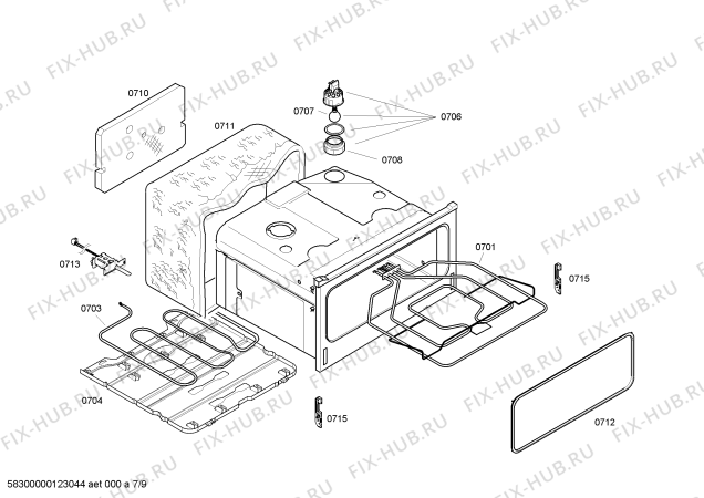 Взрыв-схема плиты (духовки) Bosch HBN56M561B - Схема узла 08