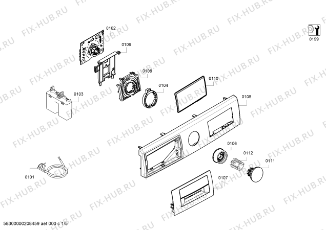 Схема №1 WAT2467SPL с изображением Панель управления для стиралки Bosch 11025848