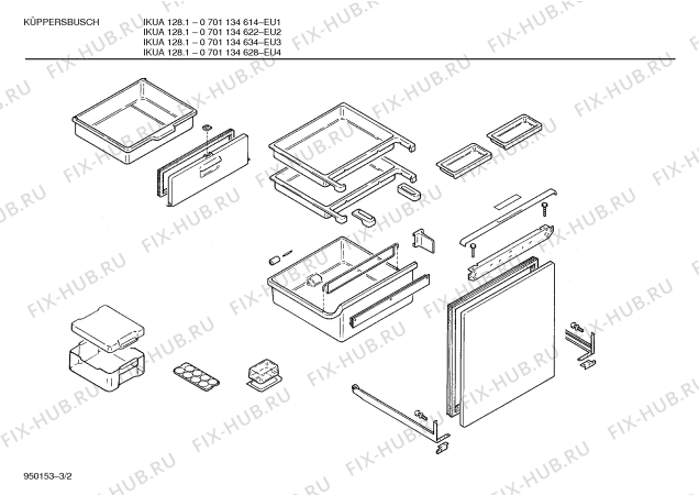 Схема №1 KULKB1 IKUA128.1 с изображением Планка для холодильника Bosch 00278422