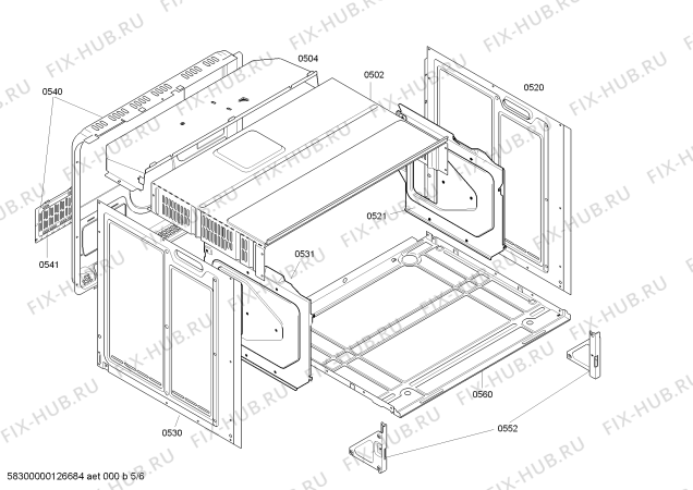 Взрыв-схема плиты (духовки) Bosch HBN78U751S - Схема узла 05