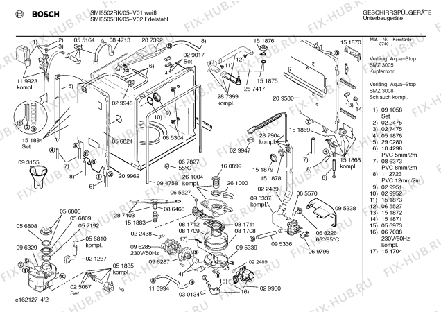 Взрыв-схема посудомоечной машины Bosch SMI6502RK - Схема узла 02