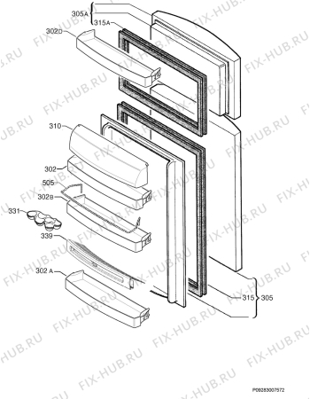 Взрыв-схема холодильника Zanussi ZD29/9D4 - Схема узла Door 003