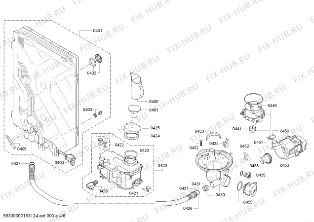 Взрыв-схема посудомоечной машины Bosch SMV58M20EU, SuperSilence - TP3 - Схема узла 04