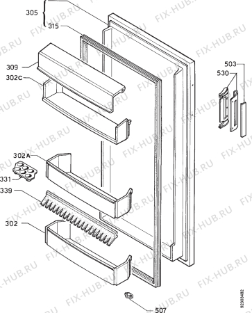 Взрыв-схема холодильника Arthurmartinelux AR1821C - Схема узла Door 003