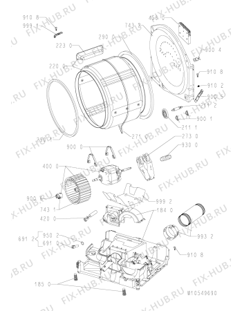 Схема №1 AWZ 3890 с изображением Обшивка для стиралки Whirlpool 481010530279