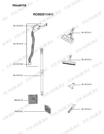 Схема №1 RO582011/410 с изображением Клавиша для электропылесоса Rowenta RS-RT3543