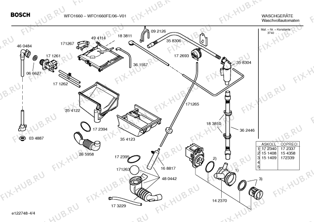 Схема №1 WFO1660FE Maxx WFO1660 electronique с изображением Таблица программ для стиральной машины Bosch 00417494
