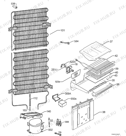 Взрыв-схема холодильника Electrolux ENB34405W - Схема узла Cooling system 017