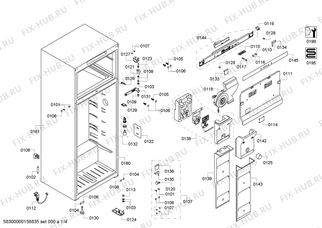 Схема №1 KDN40X60 с изображением Дверь для холодильной камеры Bosch 00244982