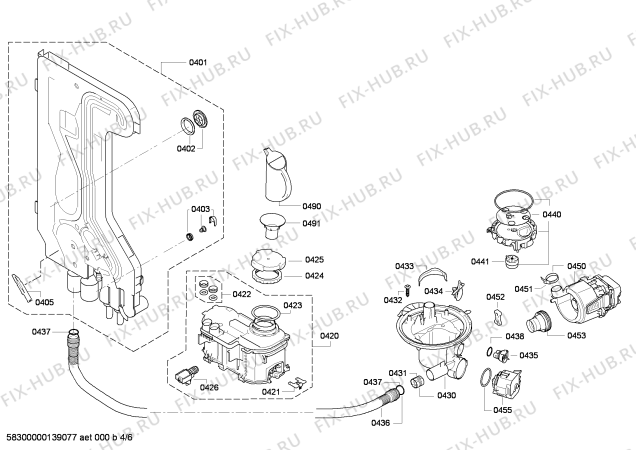 Взрыв-схема посудомоечной машины Bosch SMS50E12GB - Схема узла 04