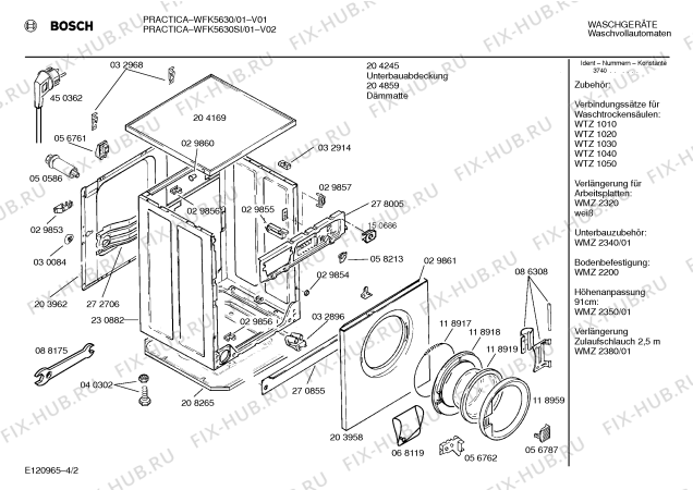 Взрыв-схема стиральной машины Bosch WFK5630SI PRACTICA WFK5630 - Схема узла 02