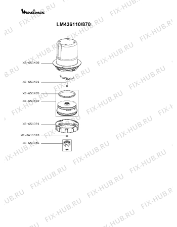 Схема №1 LM436110/870 с изображением Часть корпуса для электромиксера Moulinex MS-651655