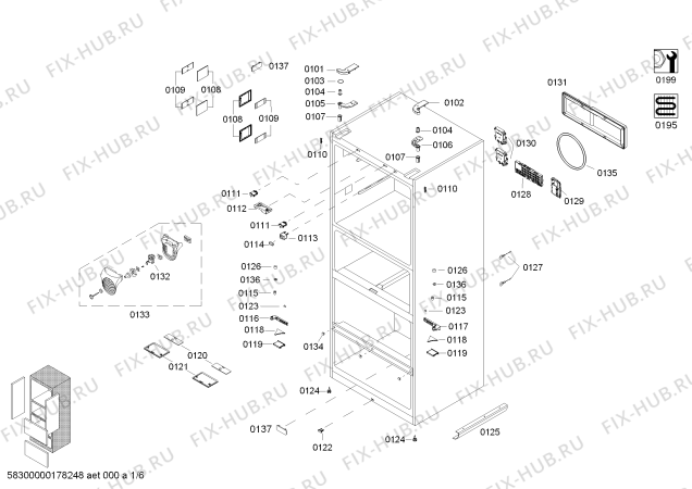 Схема №1 KM40FS50TI с изображением Дверь для холодильной камеры Siemens 00711983