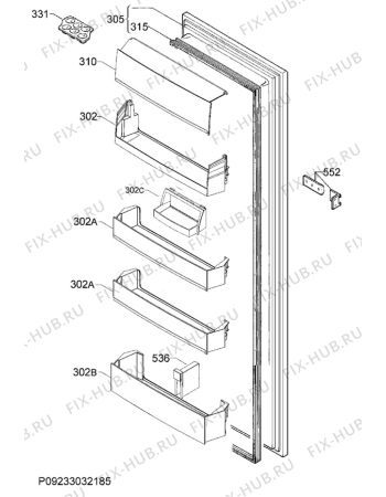 Взрыв-схема холодильника Electrolux ERN2214FOW - Схема узла Door 003