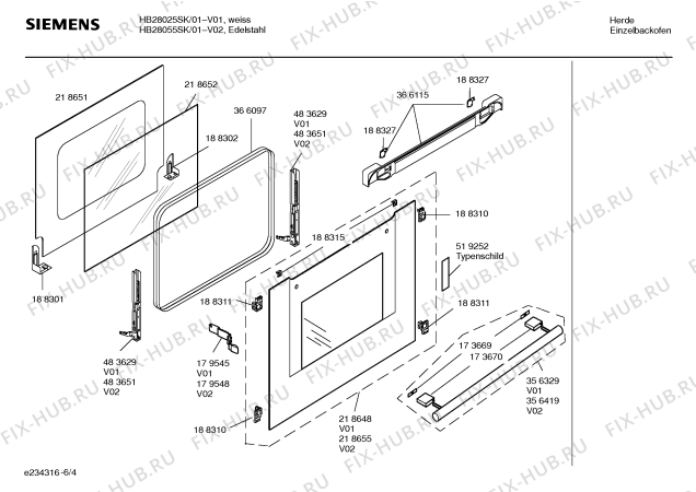 Взрыв-схема плиты (духовки) Siemens HB28055SK - Схема узла 04