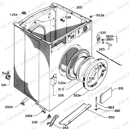 Взрыв-схема стиральной машины Zanussi ZF1105J - Схема узла Cabinet + armatures