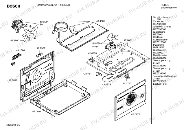 Взрыв-схема плиты (духовки) Bosch HBN330550 - Схема узла 02