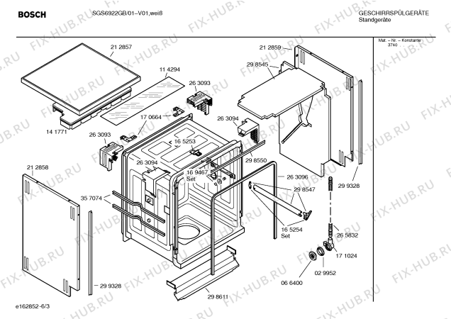 Схема №1 SGS6922GB HydroSensor с изображением Передняя панель для посудомойки Bosch 00358849