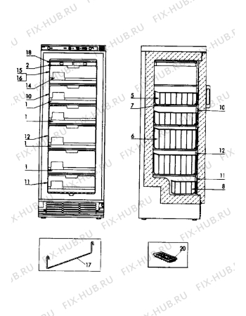 Взрыв-схема холодильника Electrolux TF1158R - Схема узла Internal parts