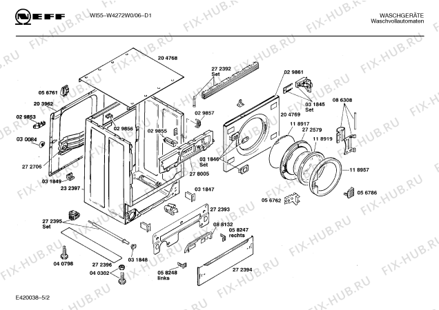 Схема №1 W4272W0 WI55 с изображением Панель для стиральной машины Bosch 00277781