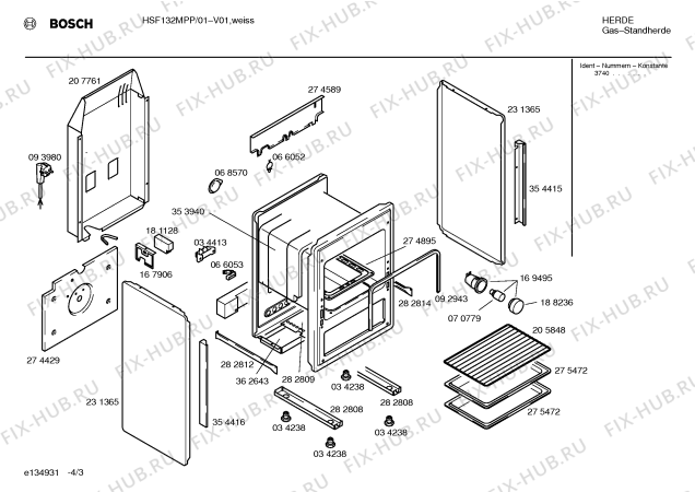 Взрыв-схема плиты (духовки) Bosch HSF132MPP, Bosch - Схема узла 03