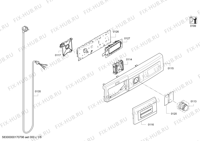 Схема №1 WAY32542 HomeProfessional с изображением Панель управления для стиральной машины Bosch 00790004
